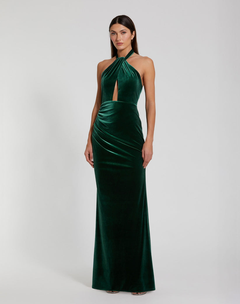 Prom Dresses Fitted Long Formal Velvet Prom Dress Emerald
