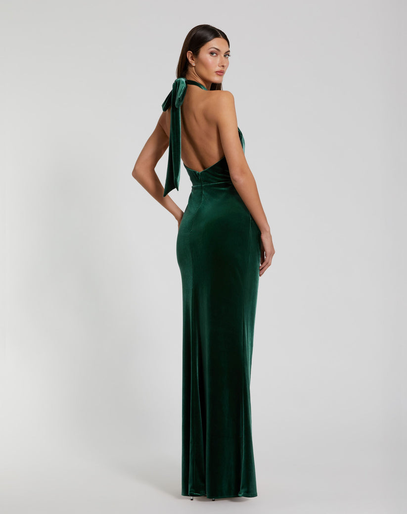 Prom Dresses Fitted Long Formal Velvet Prom Dress Emerald