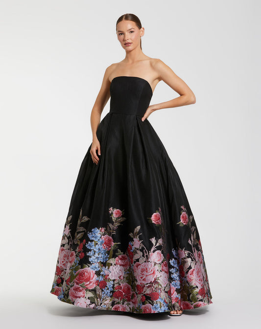 Prom Dresses ong Ball Gown Floral Prom Dress Black Multi