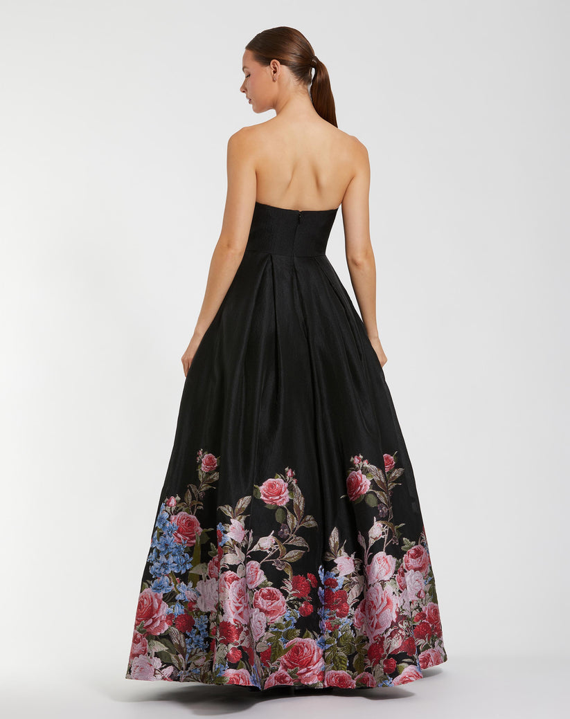 Prom Dresses ong Ball Gown Floral Prom Dress Black Multi