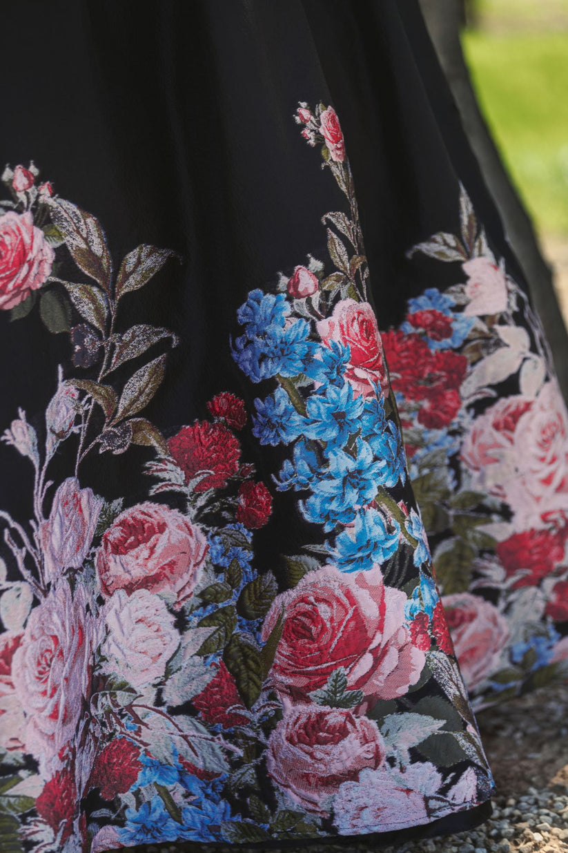 Prom Dresses ong Ball Gown Floral Prom Dress Black Multi