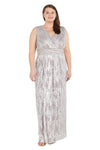 Plus Size Dresses Long Formal Plus Size Metallic Printed Dress Lavender/Silver