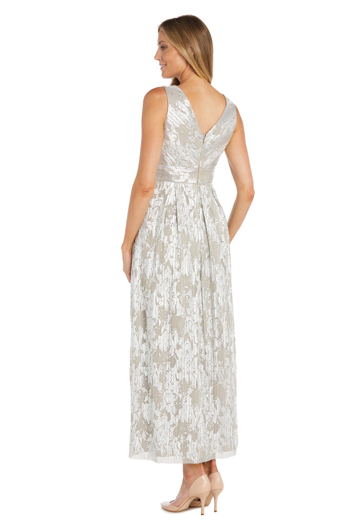 Formal Dresses Long Formal Metallic Printed Dress Champagne/Silver