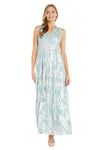 Formal Dresses Long Formal Metallic Printed Dress Seafoam/Silver
