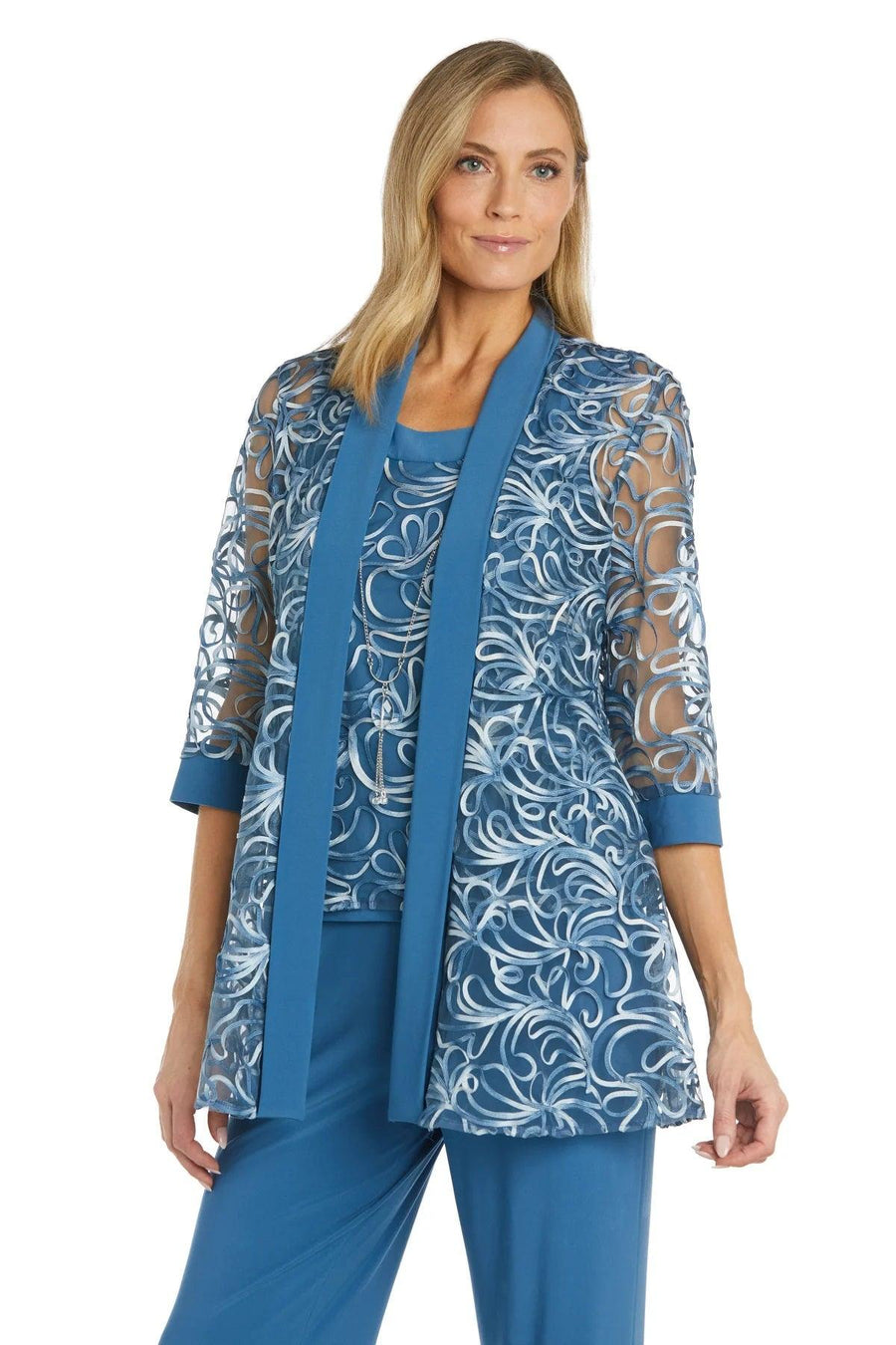 Pant Suit Long Mother of the Bride Pant Suit Wedgewood