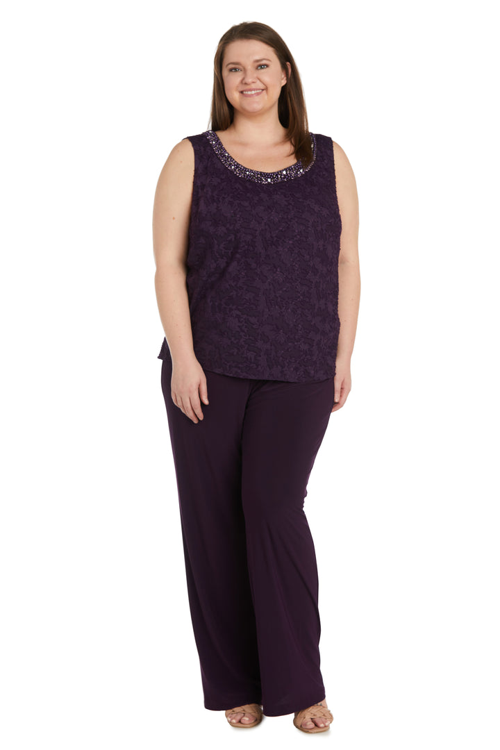 Pant Suit Plus Size Formal Mother of the Bride Pant Suit Jacket Set Eggplant