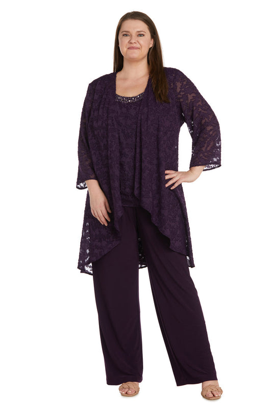 Pant Suit Plus Size Formal Mother of the Bride Pant Suit Jacket Set Eggplant