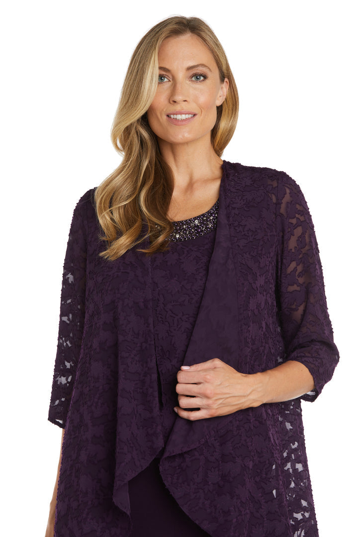 Pant Suit Long Formal Mother of the Bride Pant Suit Jacket Set Eggplant