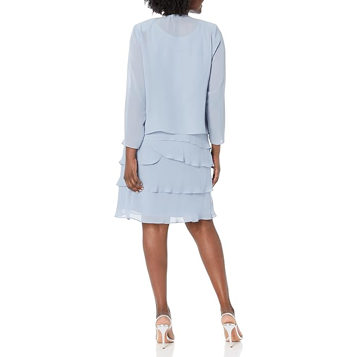 SL Fashions Short Beaded Tiered Jacket Dress 122372 - The Dress Outlet