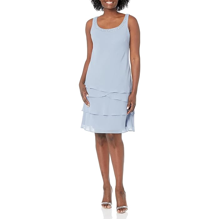 SL Fashions Short Beaded Tiered Jacket Dress 122372 - The Dress Outlet