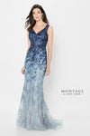 Formal Dresses Long Lace evening Formal Dress Navy Blue Ombre