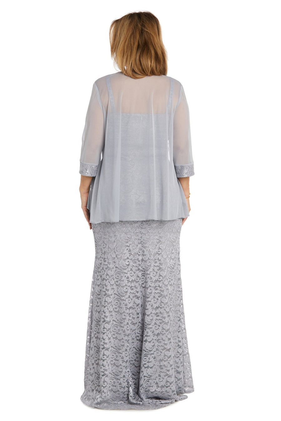 Mother of the Bride Dresses Long Lace Formal Mother of the Bride Jacket Dress Silver