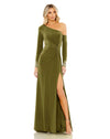 Formal Dresses Long Side Twist Drop Shoulder Beaded Cuff Dress Olive