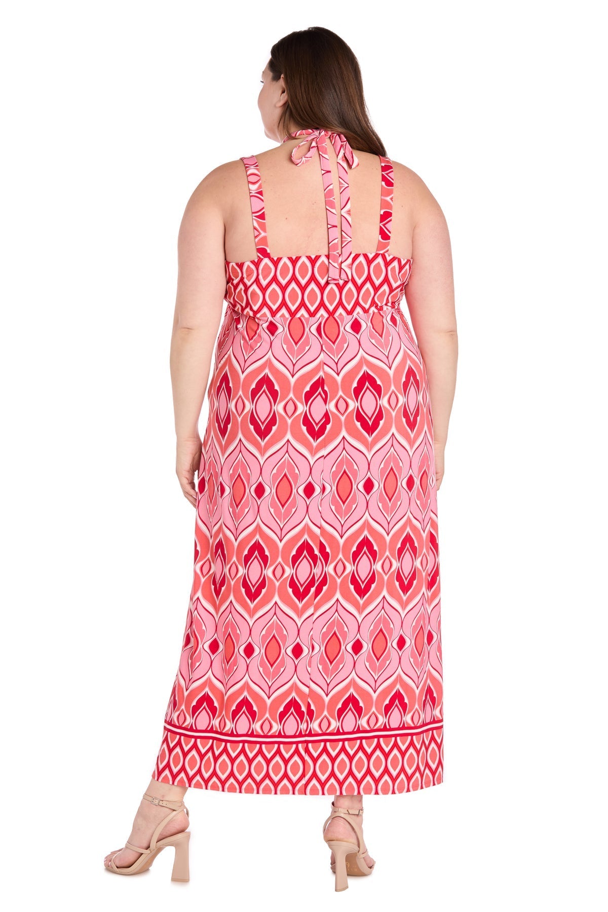 Plus Size Dresses Plus Size Long Printed Formal Maxi Dress Coral/Pink