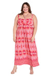 Plus Size Dresses Plus Size Long Printed Formal Maxi Dress Coral/Pink