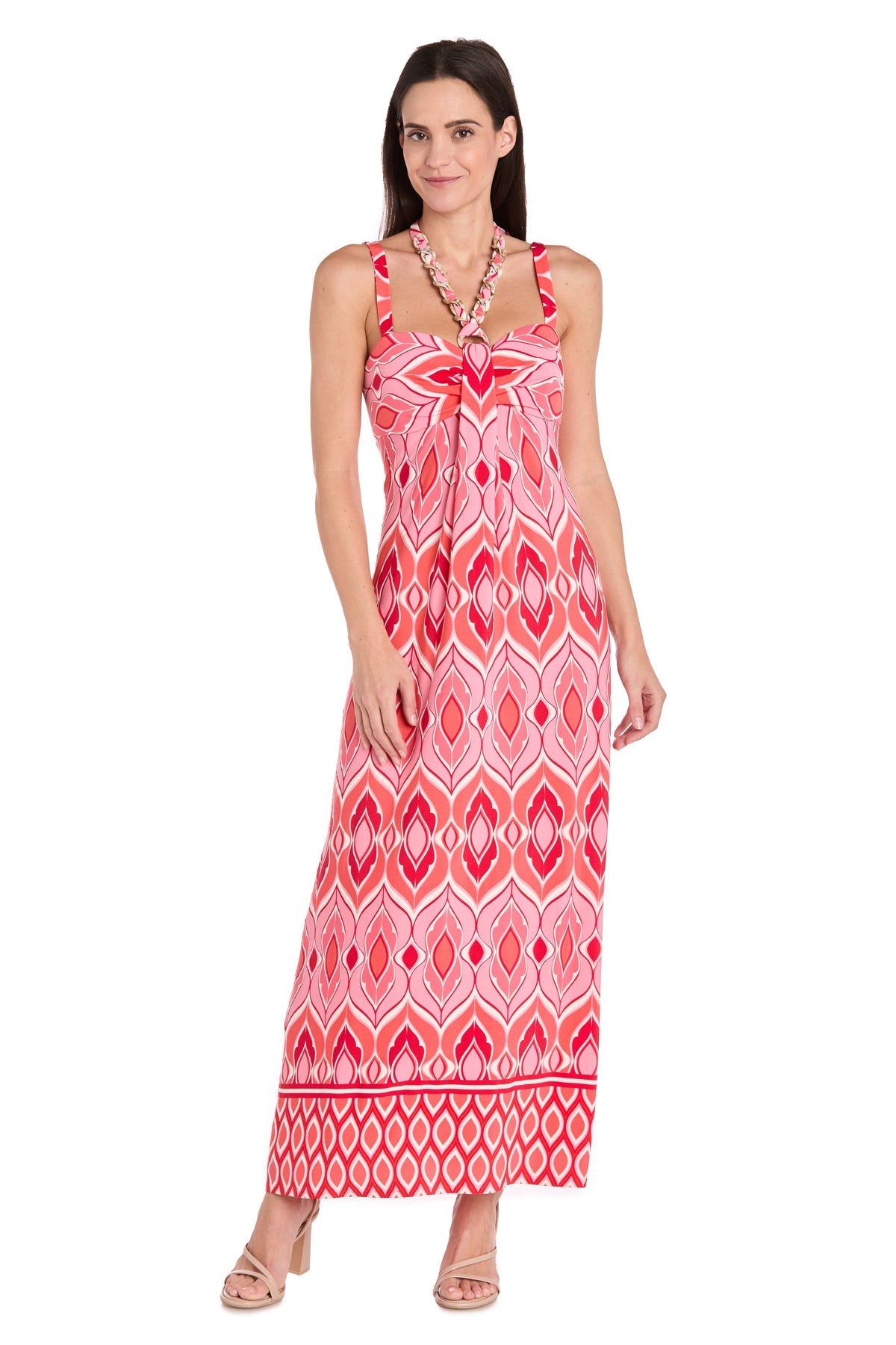 Formal Dresses Long Printed Formal Maxi Dress Coral/Pink