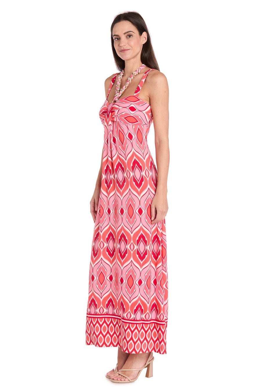 Formal Dresses Long Printed Formal Maxi Dress Coral/Pink