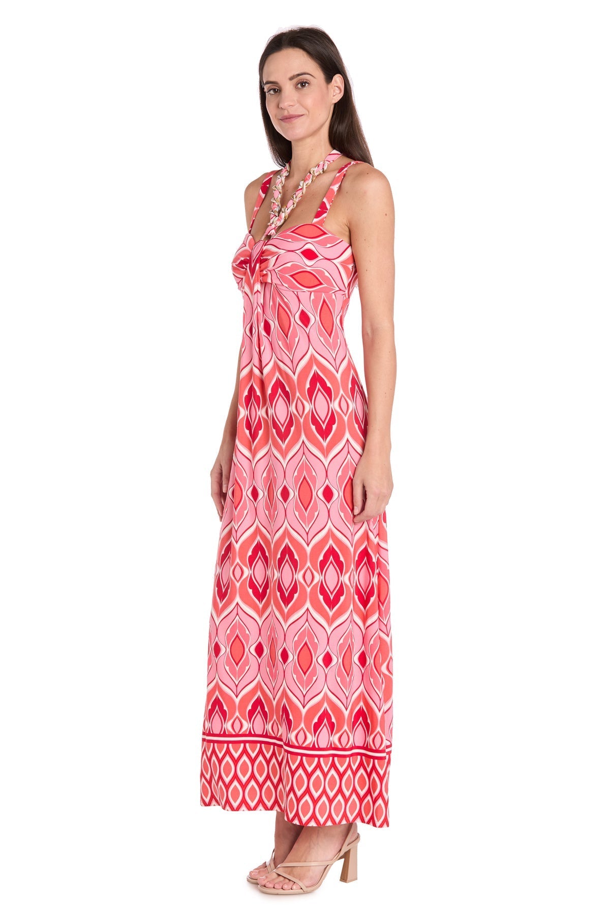Formal Dresses Long Printed Formal Maxi Dress Coral/Pink