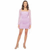 Cocktail Dresses Short Glitter Long Sleeve Cocktail Mini Dress Lilac