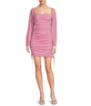 Cocktail Dresses Short Glitter Long Sleeve Cocktail Mini Dress Pink