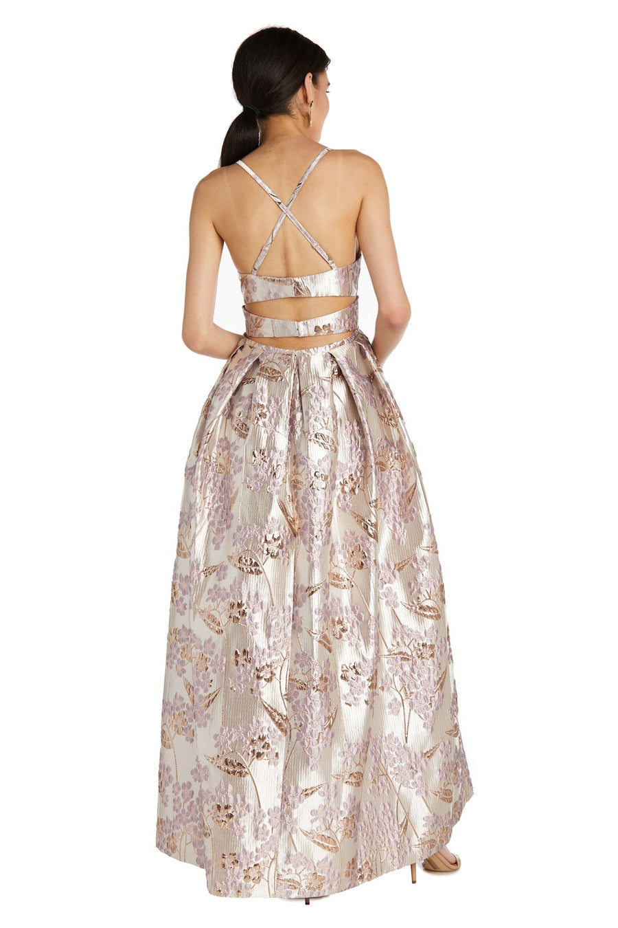Prom Dresses Long Floral Pattern Formal Prom Dress Taupe/Lavender