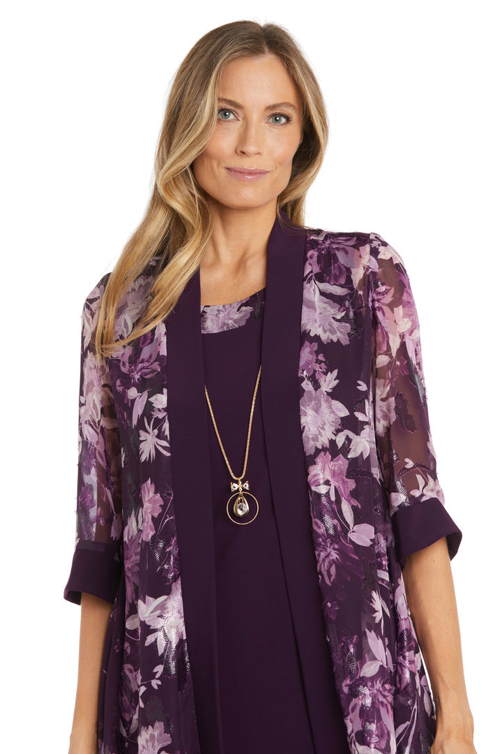 Mother of the Bride Dresses Mother of the Bride Short Floral Jacket Dress Eggplant
