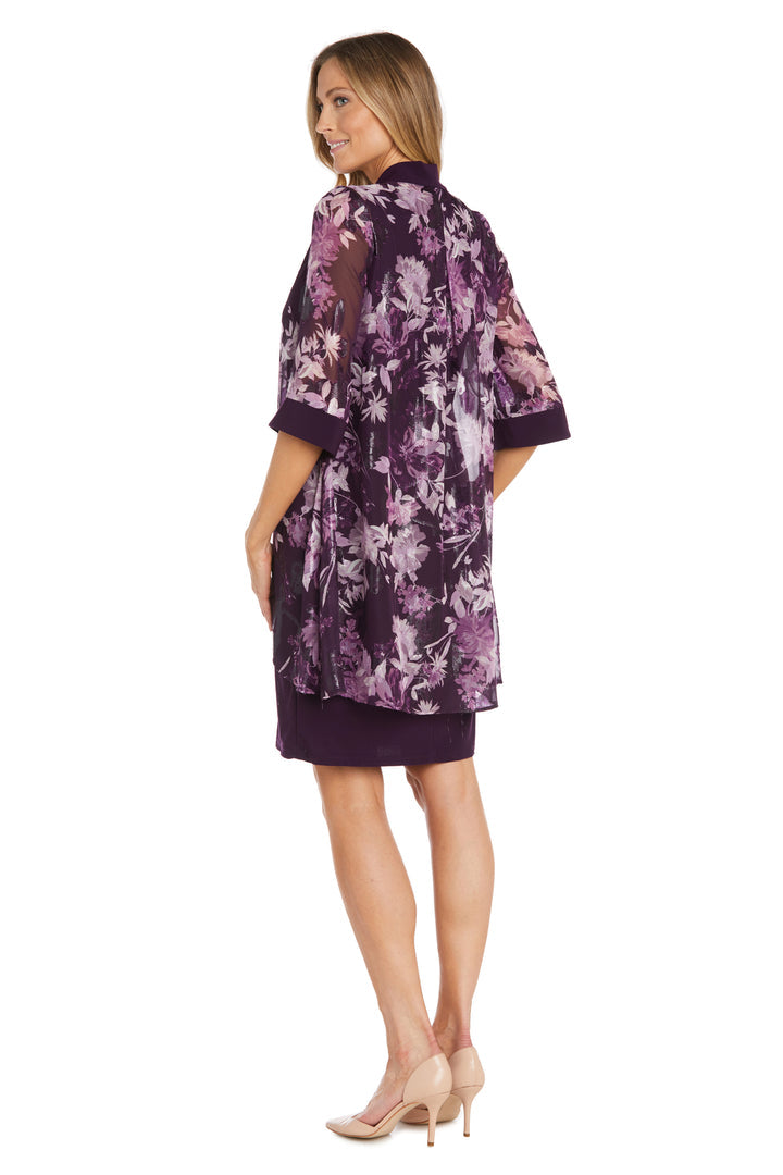 Mother of the Bride Dresses Mother of the Bride Short Floral Jacket Dress Eggplant
