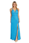 Morgan & Co Long Fitted Formal Prom Gown 12935 - The Dress Outlet Turquoise