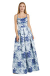 Formal Dresses Long Formal Prom Printed Dress Blue