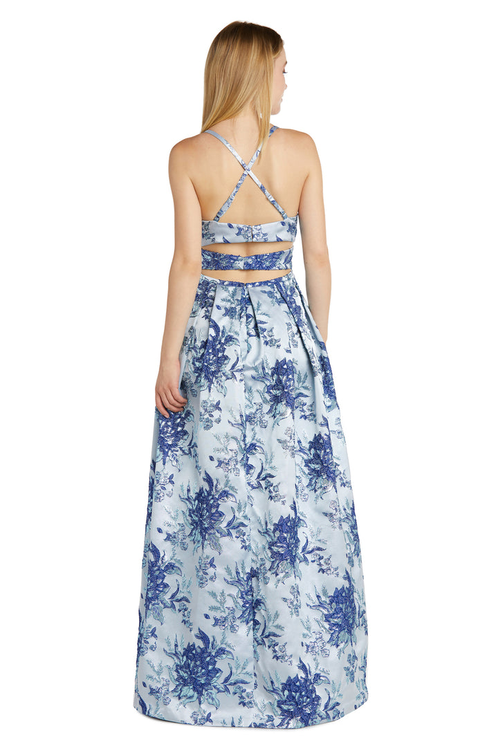 Formal Dresses Long Formal Prom Printed Dress Blue
