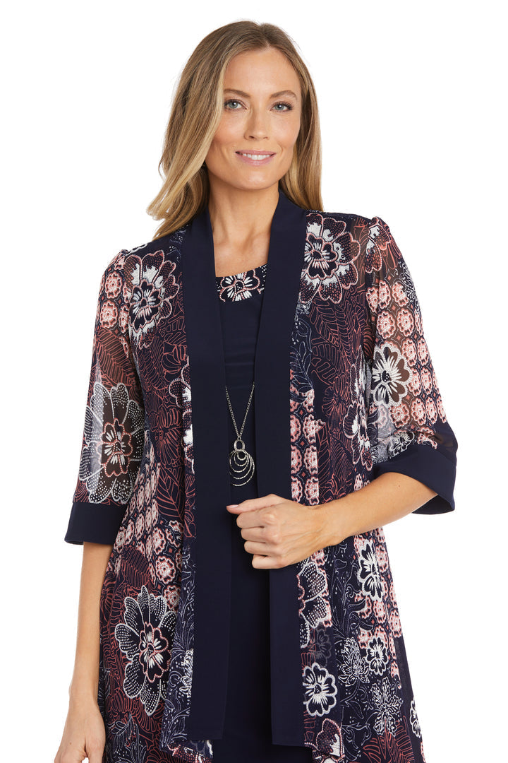 Mother of the Bride Dresses Short Mother of the Bride Printed Swing Jacket Dress Navy/Mauve