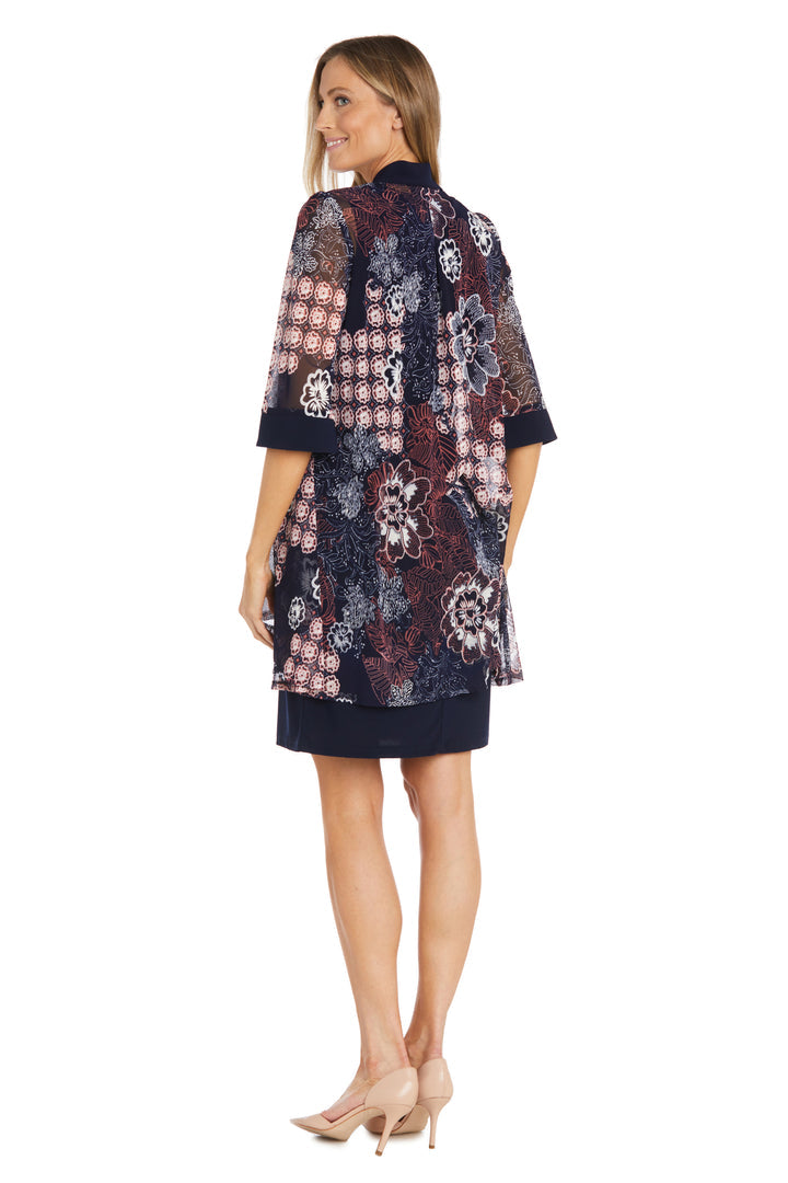 Mother of the Bride Dresses Short Mother of the Bride Printed Swing Jacket Dress Navy/Mauve
