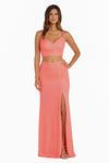Prom Dresses Two Piece Sequin Formal Prom Dress Neon Coral