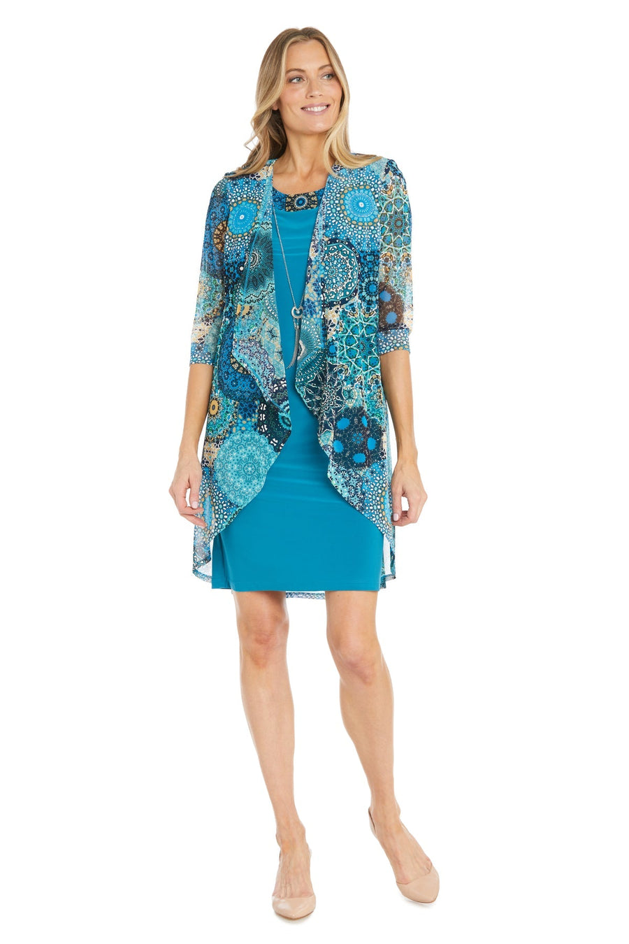 Mother of the Bride Dresses Short Mother of the Bride Printed Jacket Dress  Teal