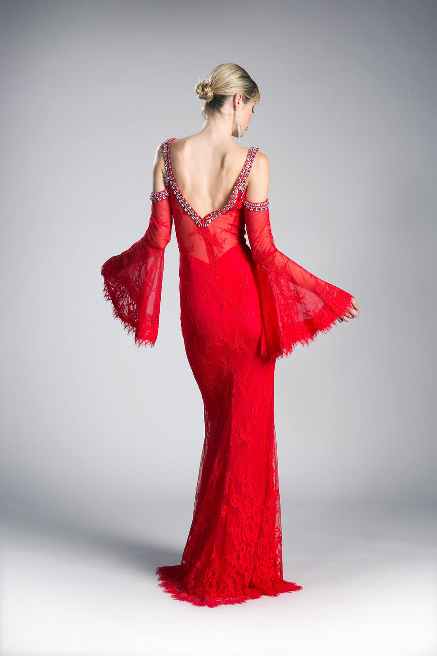 Formal Dresses Long Fitted Formal Lace Dress Red