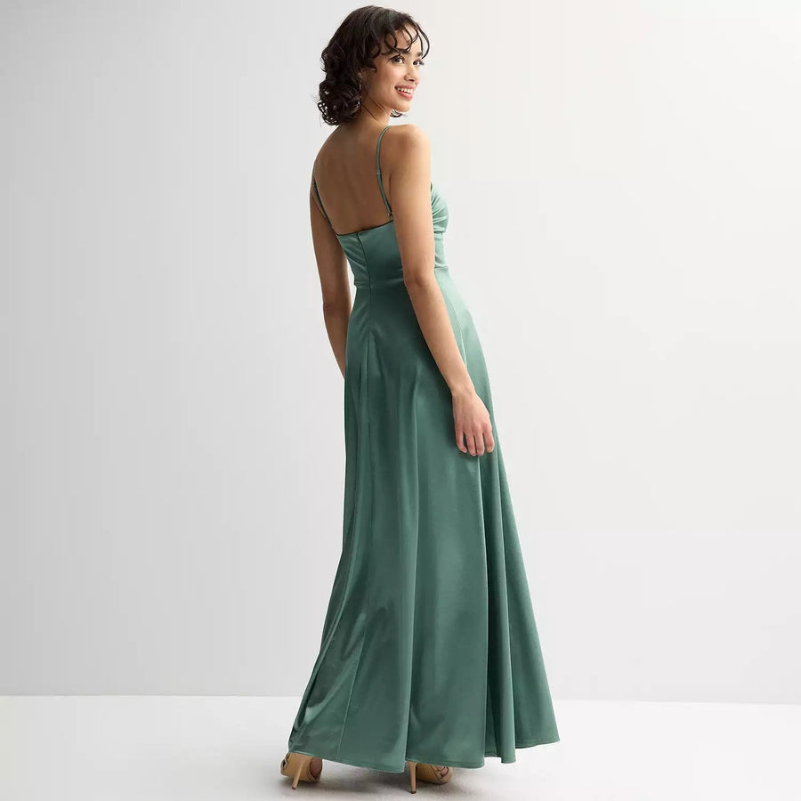 Prom Dresses A Line Long Formal Slit Prom Dress Sage