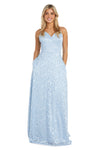 Formal Dresses Formal Long Prom Pockets Dress Ice Blue