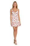 Cocktail Dresses Short Printed Floral Cocktail Ruffle Dress White/Orange
