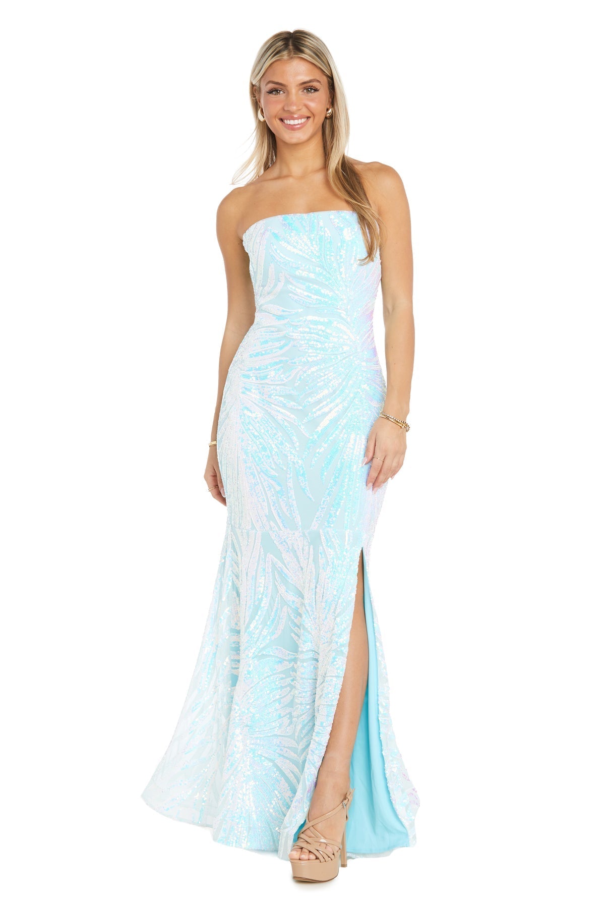 Prom Dresses Long Sequin Mermaid Formal Prom Dress BabyBlue/Rainbow