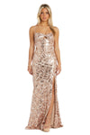 Prom Dresses Sequin Long Formal Fitted Prom Slit Dress Gold