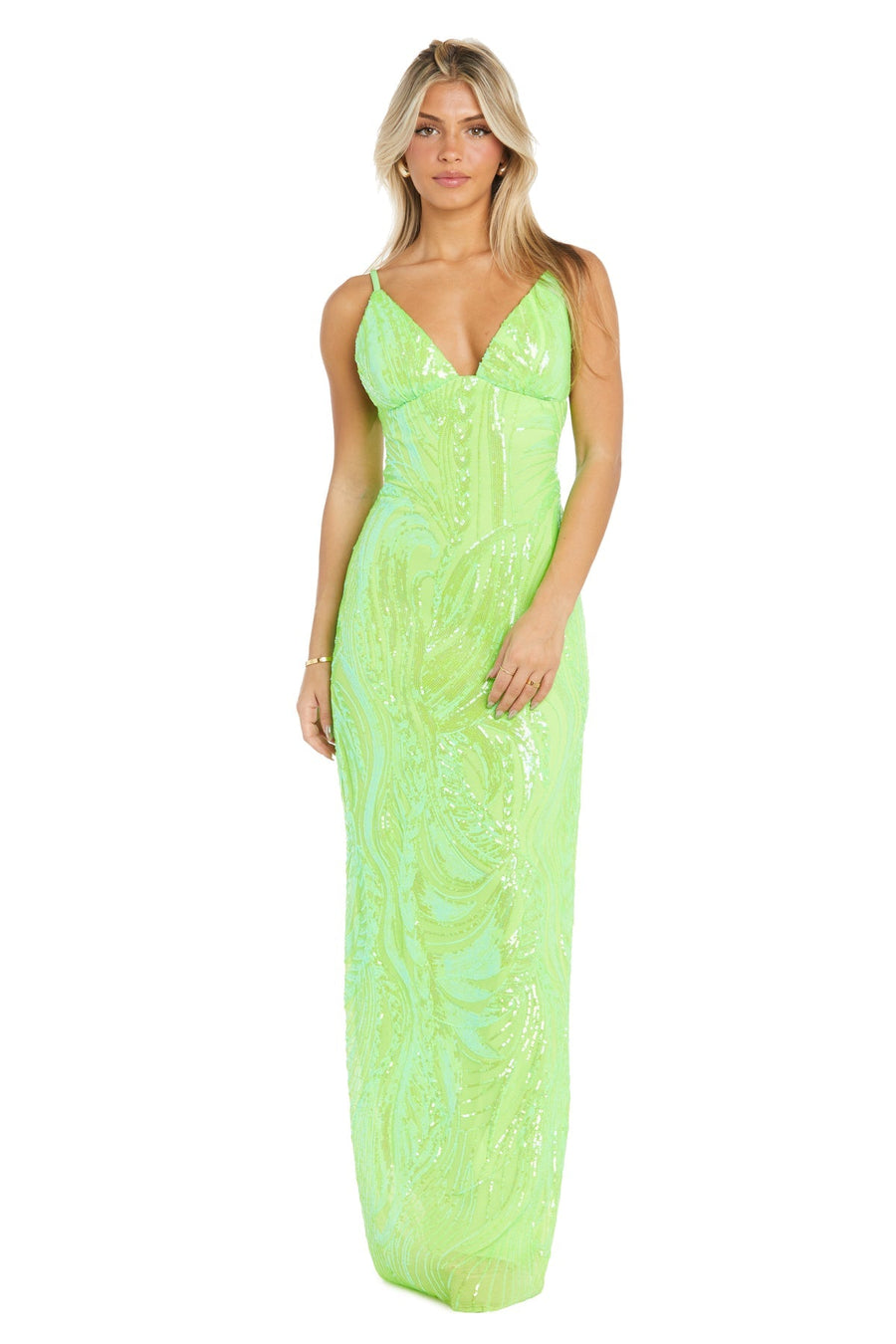 Prom Dresses Long Fitted Sequin Formal Prom Dress Lime