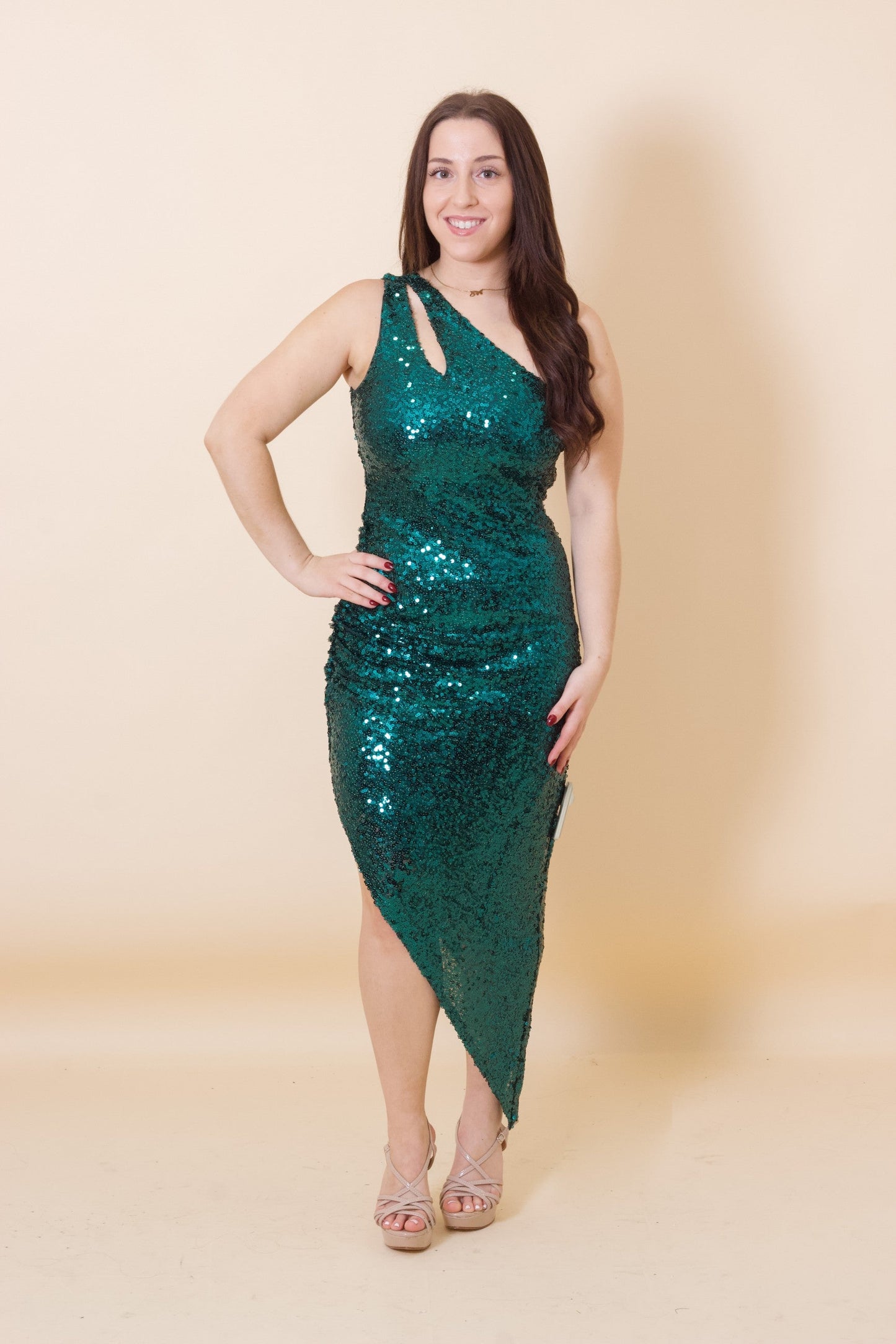 Cocktail Dresses High Low Fitted Sequin Cocktail Dress Hunter