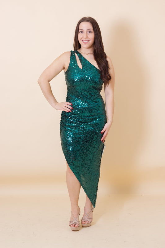 Cocktail Dresses High Low Fitted Sequin Cocktail Dress Hunter