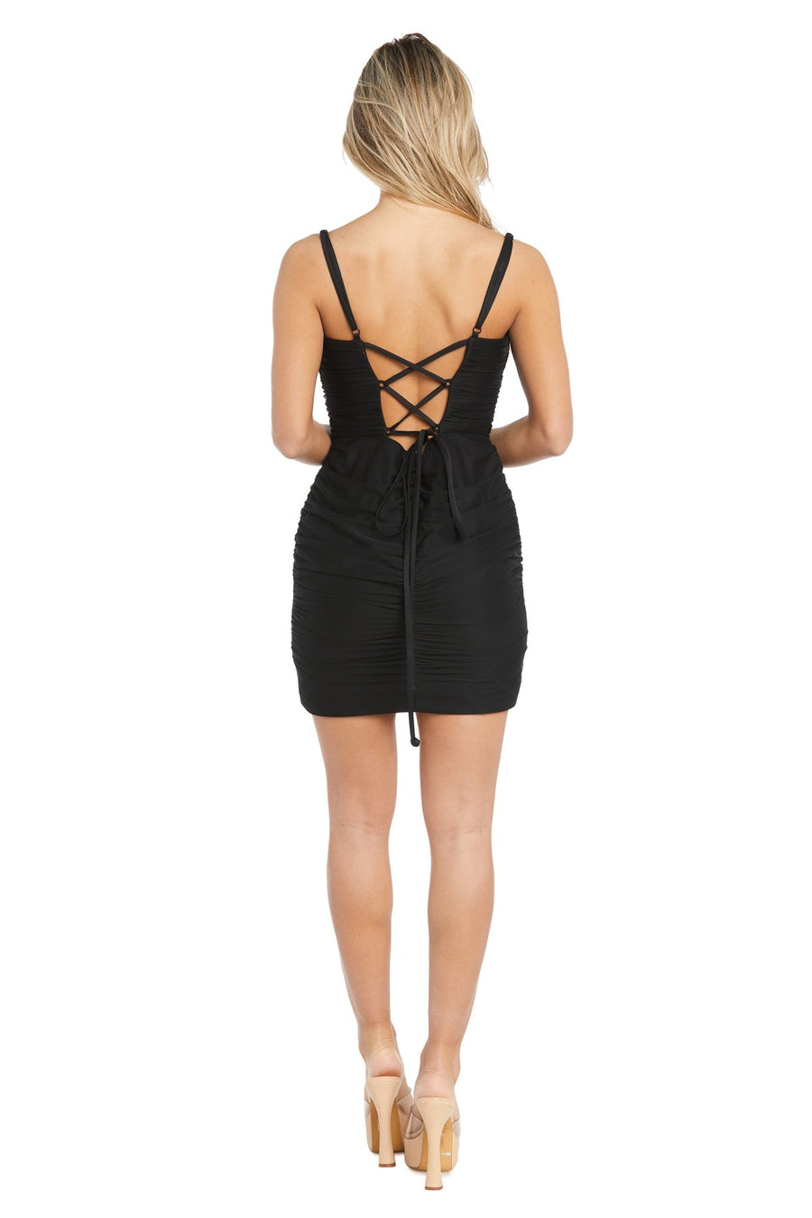 Cocktail Dresses Short Ruched Lace Cocktail Dress Black