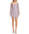 Cocktail Dresses Mini Short Cocktail Long Sleeve Bodycon Dress Lilac