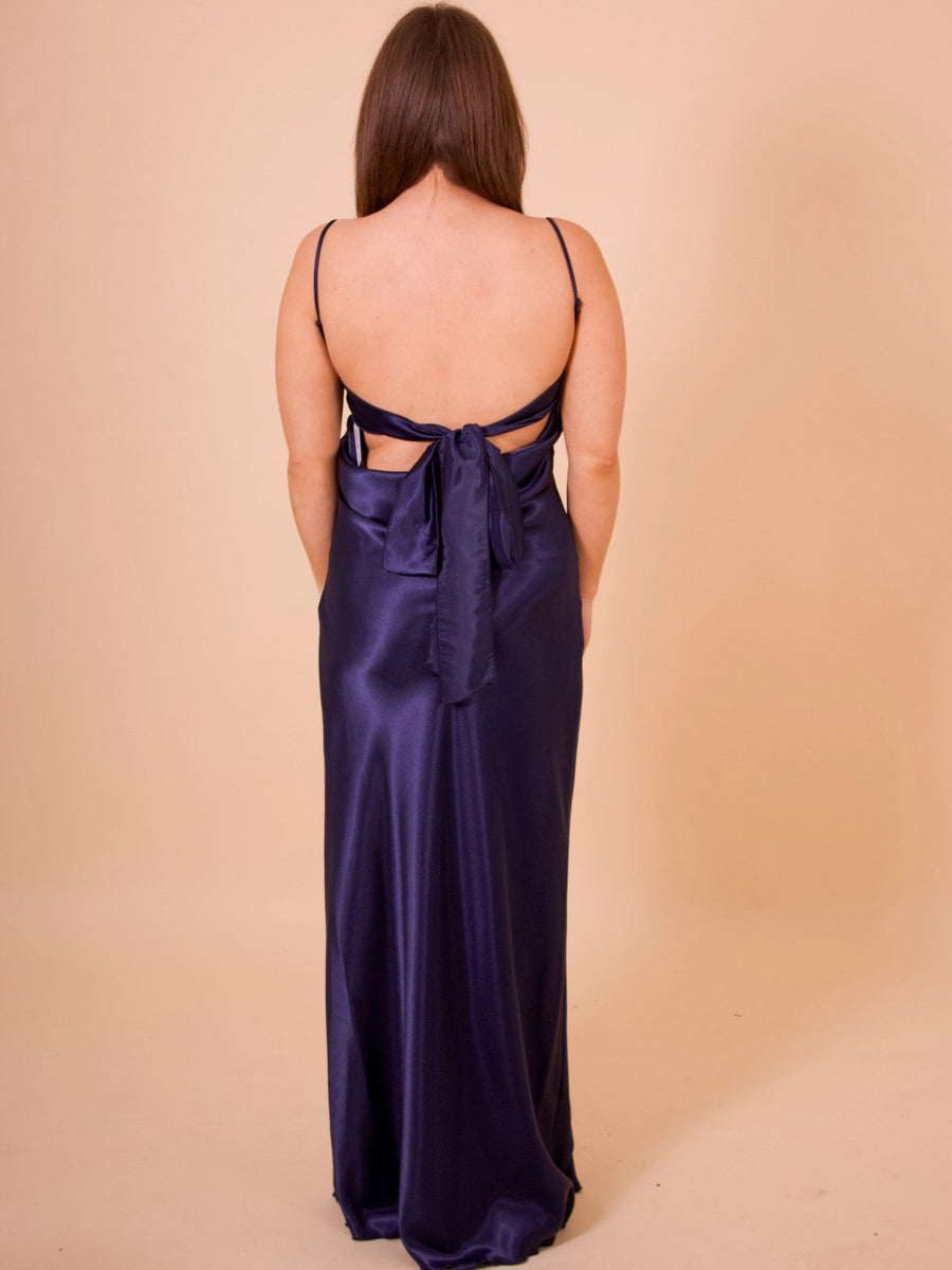 Prom Dresses Long Formal Cowl Prom Dres Navy