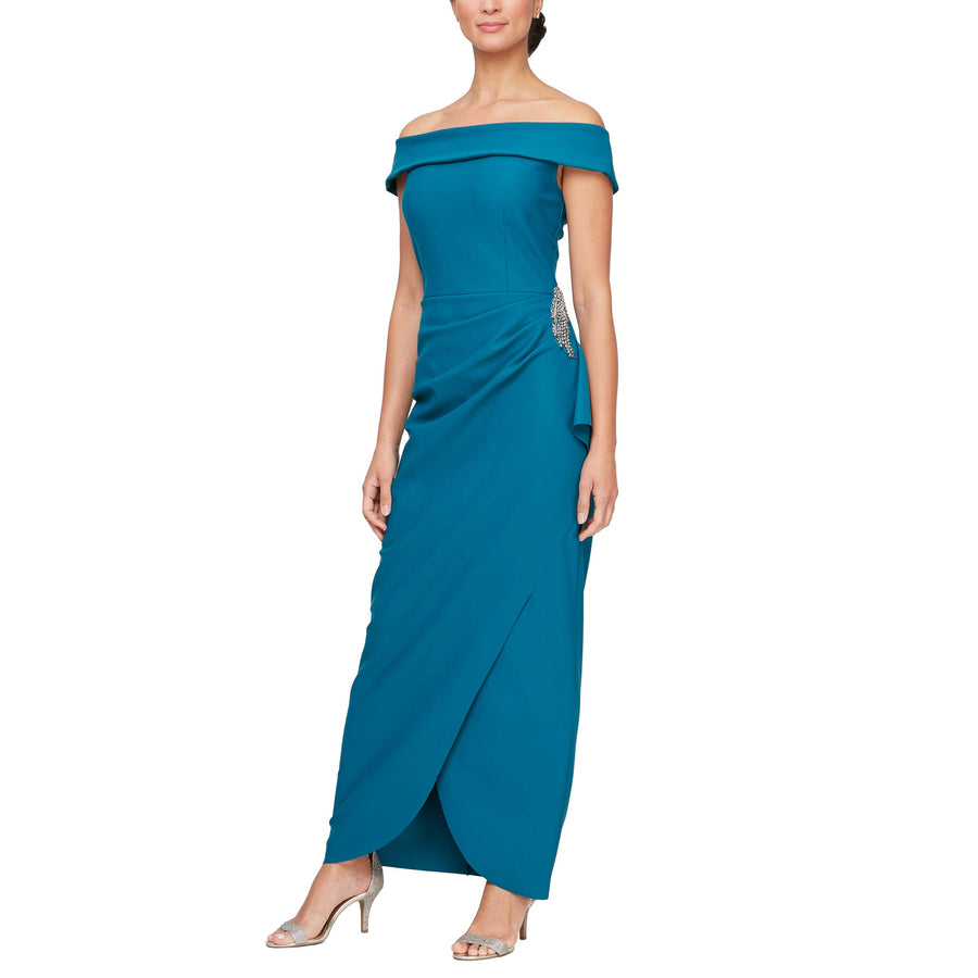Formal Dresses Long Formal Cascade Ruffle Evening Dress Mid Teal