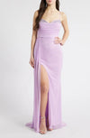 Prom Dresses Long Formal Glitter Slit Prom Dress Lilac