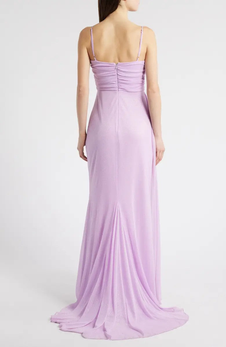Prom Dresses Long Formal Glitter Slit Prom Dress Lilac