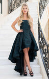 Prom Dresses Formal High Low Floral A Line Prom Dress Green/Black
